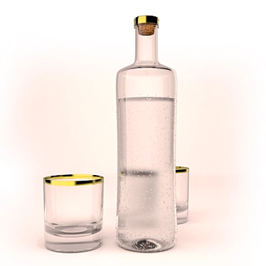 Chilled Elegance: Water Bottle & Glasses 3D model image 1 