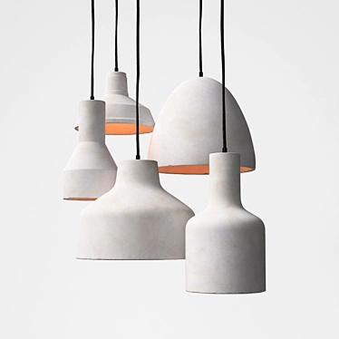 Industrial-Inspired Pendant Lamps Set 3D model image 1 