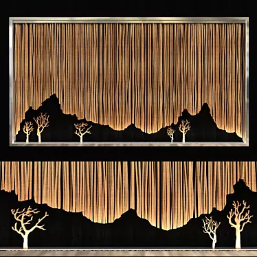 Mountain Silhouette Decor Panel 3D model image 1 