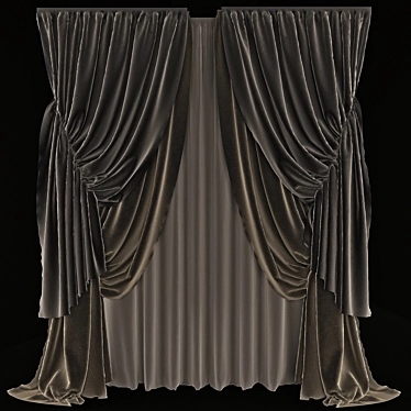 Luxury Velvet Curtain 3D model image 1 