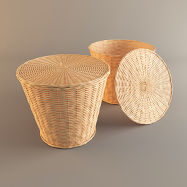 Woven Rattan Basket: Stylish Interior Décor 3D model image 1 
