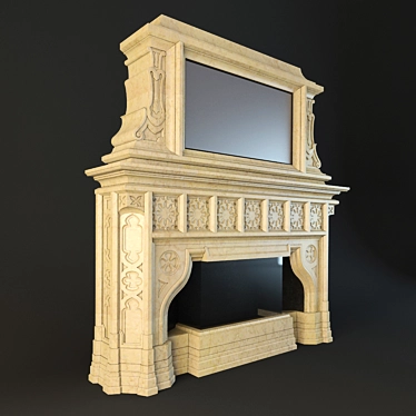 Architectural Inspired Gothic Fireplace 3D model image 1 