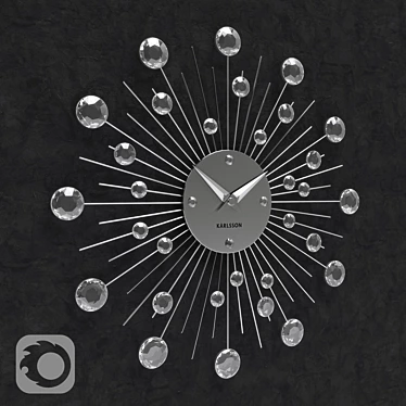 Stylish Sunburst Wall Clock 3D model image 1 