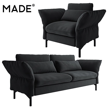 MADE Brandon Armchair and Sofa: Modern Furniture Set 3D model image 1 