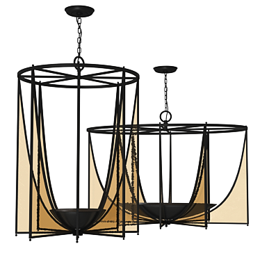 Modern Black Metal and Glass Chandelier by Urban Electric Co 3D model image 1 