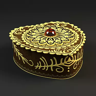 Title: Birch Bark 'Heart' Casket with Amber | Miniature Jewelry Box 3D model image 1 