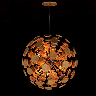 Eco-Design Wooden Sphere Chandelier 3D model image 1 