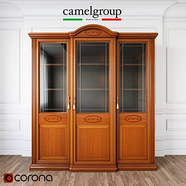 Italian Three-Door Glass Display Cabinet 3D model image 1 