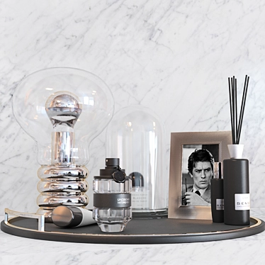 Masculine Decor Set: Frame, Lamp, Perfumes 3D model image 1 