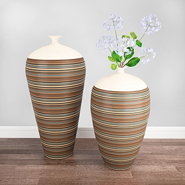 Elegant Floral Floor Vase 3D model image 1 