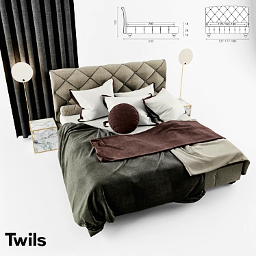 Luxury Italian Design: Twils Dorian Bed 3D model image 1 