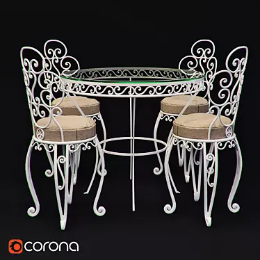 Elegant Wrought Iron Dining Set 3D model image 1 