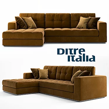 Luxury Brown Velour Sofa: Ditre Deva-Lobby 3D model image 1 