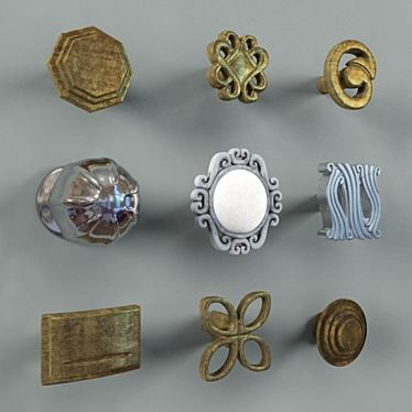 Classic Bronze Handle Buttons on McMurtry set 3D model image 1 