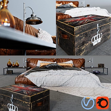 Illini Loft Bed Set 3D model image 1 
