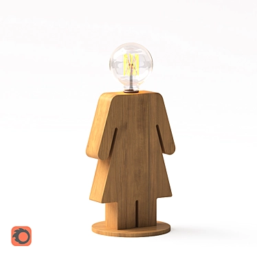 Wooden Girl Table Lamp 3D model image 1 