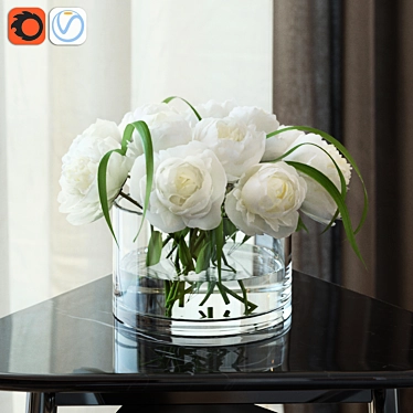 Elegant White Peonies 3D model image 1 