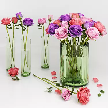 Romantic Rose Water Droplets 3D model image 1 