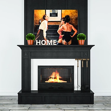 Classic Fireplace Set 3D model image 1 