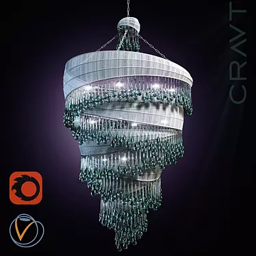 Elegant Wire & Glass Ceiling Lamp 3D model image 1 