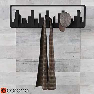 Umbra Skyline Multi Hook: Stylish Hat and Scarf Organizer 3D model image 1 