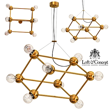 Golden Molecule Chandelier 3D model image 1 