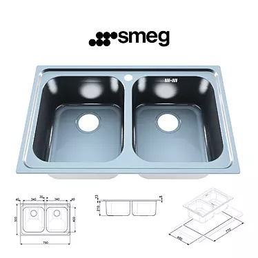 Modern Smeg Kitchen Sink 3D model image 1 