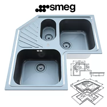 Sleek Smeg Sink: Modern Design 3D model image 1 