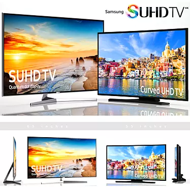 Samsung UHD 4K TVs: 65" & 55" Curved 3D model image 1 