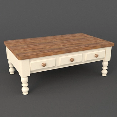 White Wood Coffee Table 3D model image 1 