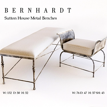 Sleek Metal Bench: Sutton House 3D model image 1 