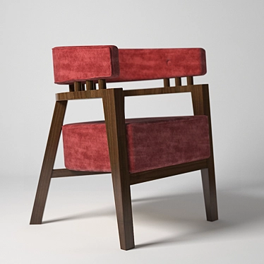 Elegant Scarlet Velvet Accent Chair 3D model image 1 