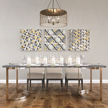 Modern Durham Dining Set 3D model image 1 