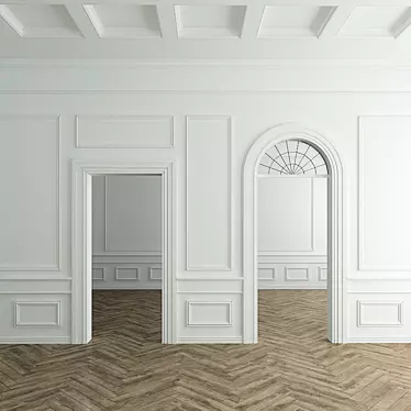 Elegant Stucco Decor for Walls 3D model image 1 