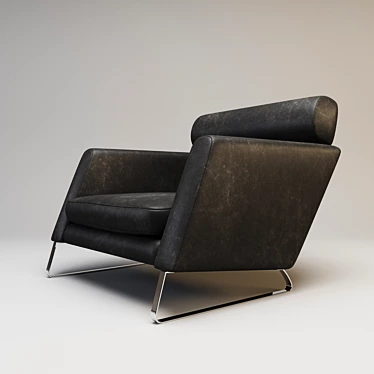 Modern Black Leather Armchair 3D model image 1 