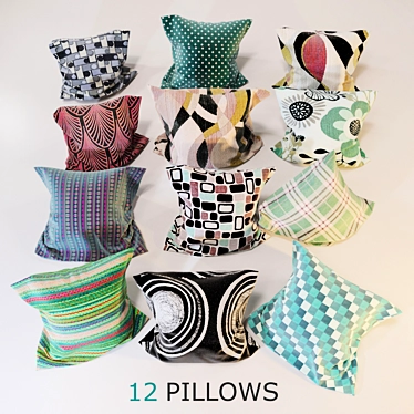 12-Piece Assorted Decorative Pillows 3D model image 1 