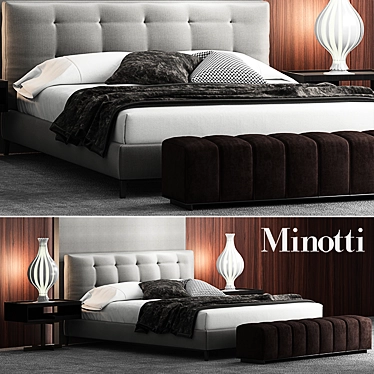 Luxury Minotti Andersen Quilted Bed 3D model image 1 