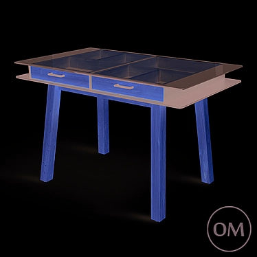 Sleek Square Table with Drawers 3D model image 1 