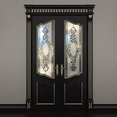 Elegant Stained Glass Door 3D model image 1 