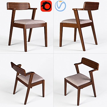 Elegant HongKong Walnut Chair 3D model image 1 