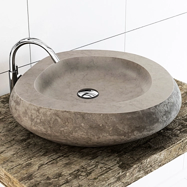 Polished Stone Washed Granite Basin 3D model image 1 