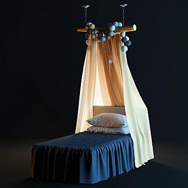 Elegant Canopy Bed 3D model image 1 