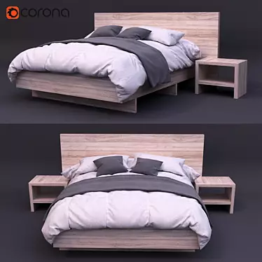 Cozy Rustic Bed 3D model image 1 