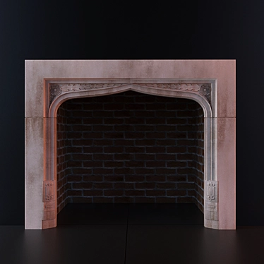 English Gothic Stone Fireplace 3D model image 1 