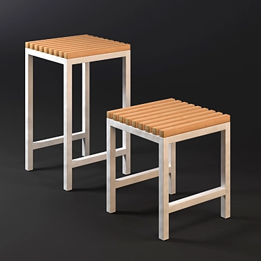 Modern Plywood Stool with Metal Frame 3D model image 1 