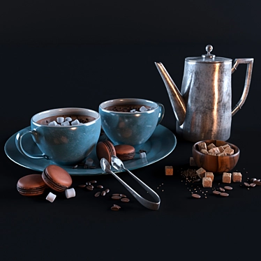 Cocoa Bliss: Deluxe Hot Chocolate Set 3D model image 1 