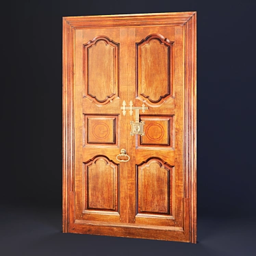 Solid Wood Entrance Door with Locks 3D model image 1 
