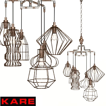 Industrial Wire Pendant Lamp 3D model image 1 