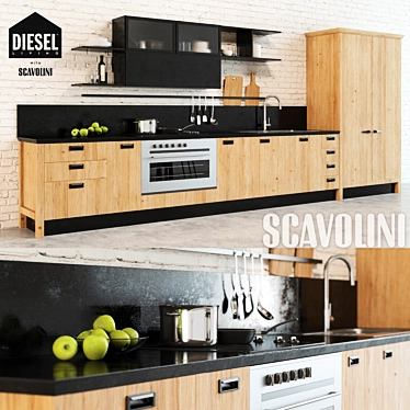 Modern 3D Scavolini Diesel Kitchen 3D model image 1 