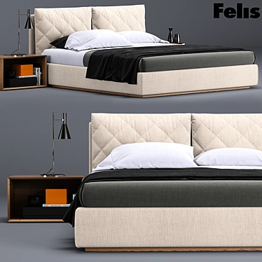 Elegant Felis Bed 3D model image 1 